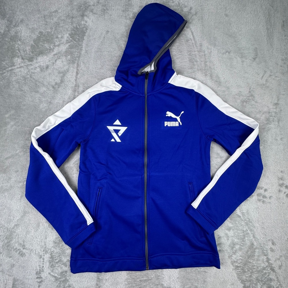 Puma Basketball Sky Digg Elite Full Zip Hoodie Jacket Blue White Size M 604878